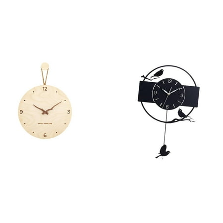 Decorative Clock Wall Clock Bird Pendulum Unique Wood Material Suitable for Bedroom Office Kitchen
