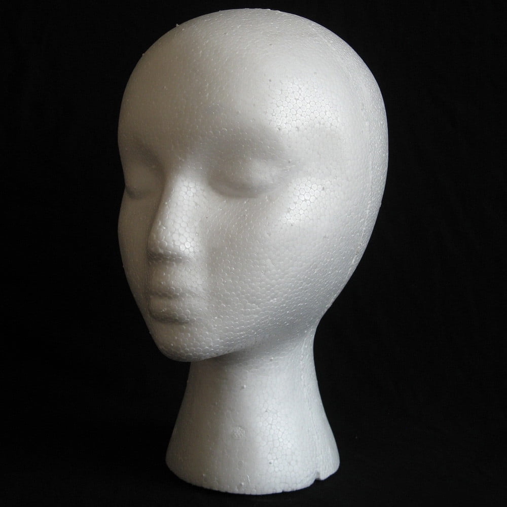 Styrofoam Foam Mannequin Female Head Model Dummy Wig Glasses Hat Display Stand 