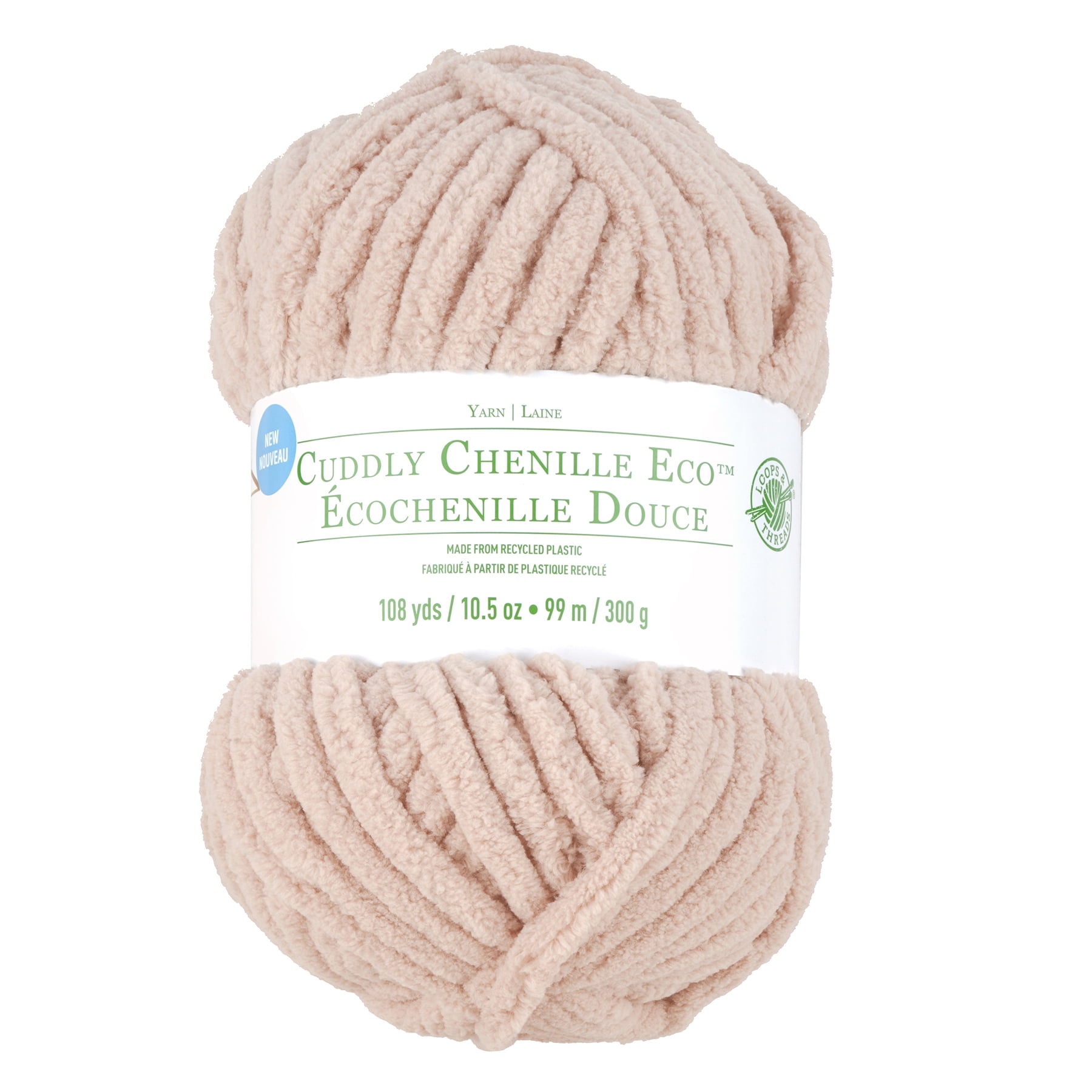 (3 pack) Cuddly Chenille Eco Yarn by Loops & Threads - Yarn for Knitting - Crochet - Weaving - and Arts & Crafts - Pink - Polyester - 10.5 oz