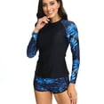 thumbnail image 4 of SWSMCLT Women's Beach Rash Guard Swimsuit Long Sleeve Hawaiian Fall Bathing Suit 2 Piece Surfing Slimming Short Casual Style1 Large, 4 of 4