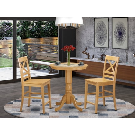 East West Furniture EDQU3-OAK-W 3 Pc counter height pub set - high ...