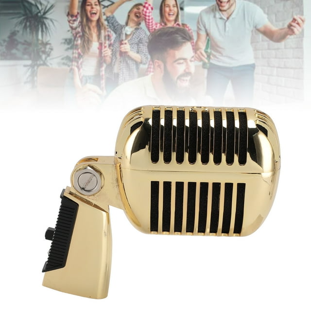 Vintage Microphone, Zinc Alloy Self Tensioning Rotating Rack Cardioid Directional Dynamic Microphone, Old School Microphone Retro Microphone for Stage Performances Studios