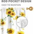 thumbnail image 4 of Sunflower Curtains for Living Room, Rusitc Farmhouse White Yellow Floral Flower Printed Retro Country Rod Pocket Kitchen Bedroom Cafe Window Drapes Treaments 2 Panel, 42"x63" Inch, 4 of 5