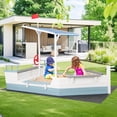 thumbnail image 4 of Costway Fir Wood Sandbox with Sloping Canopy Liner Multiple Seats Large Storage Space, 4 of 10