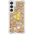 thumbnail image 2 of Case for Samsung Galaxy S24 Plus, Galaxy S24 Plus Liquid Case Glitter Clear TPU Cute Love Quicksand Sparkle Phone Case with Stand Liquid Shockproof Cover for Samsung Galaxy S24 Plus Gold YBZ, 2 of 14