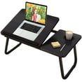 thumbnail image 1 of Mesa para Cama Plegable, Escritorio Portatil Laptop, Mesita Laptop con Portavasos y Ranura Inclinación Ajustable de 5 Niveles Comer, Jugar, Estudiar Trabajar negro, 1 of 7