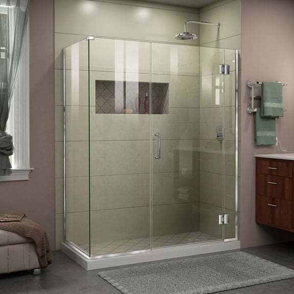DreamLine Unidoor-X 35 1/2 in. W x 34 3/8 in. D x 72 in. H Frameless Hinged Shower Enclosure in Chrome