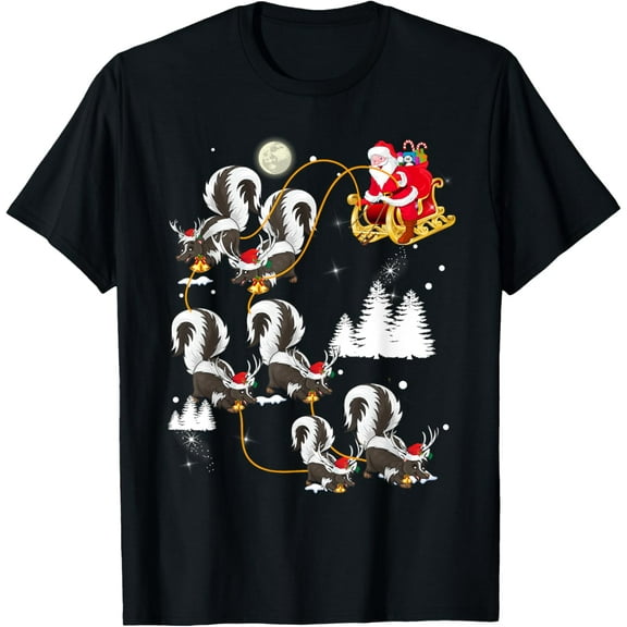 Santa Riding Skunk Christmas T-Shirt