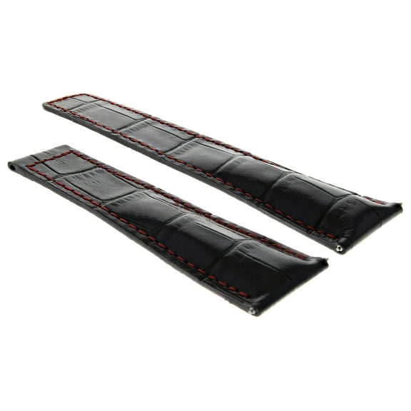 22MM LEATHER STRAP BAND FOR TAG HEUER CARRERA CALIBRE 11 16 1887 5037 BLACK RED