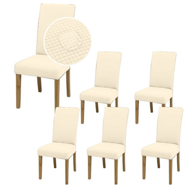 6 Fundas Elásticas para sillas de comedor, Impermeables , Protege y brinda un nuevo estilo a tus sillas. Mod. Crema
