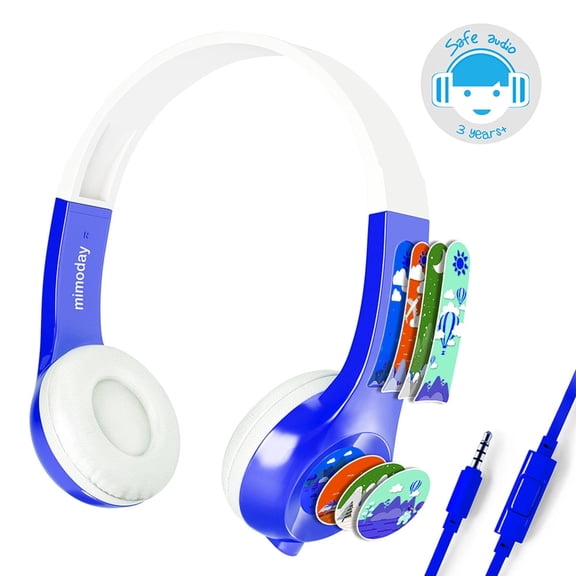Funsmile Kids Headphones Wired Headphones for Kids with 3.5 MM Foldable On-Ear Headse Kids Headphones for Smartphone Tablet Computer MP3 / 4 Blue