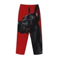 thumbnail image 3 of Lsque Black Dog Red Background Print Women's Pajama Pants, Lounge Pant - Comfortable Home Wear,Elastic Waistband, Stylish Design-X-Large, 3 of 9