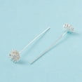 thumbnail image 4 of 10pcs Brass Micro Pave Clear Cubic Zirconia Flower Head Pins Silver 55mm Pin: 21 Gauge(0.7mm), 4 of 5