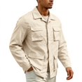 thumbnail image 3 of GrmtClth Men's Cargo Jacket Lapel Collar Button Down Long Sleeve Tops Lightweight Utility Coat Multi Pockets Casual Outdoor Workwear Outerwear, 3 of 9