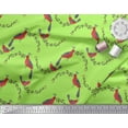 thumbnail image 2 of Soimoi Green Georgette Viscose Fabric Leaves,Berries & Bird Folk Art Printed Craft Fabric by the Yard 42 Inch Wide, 2 of 3