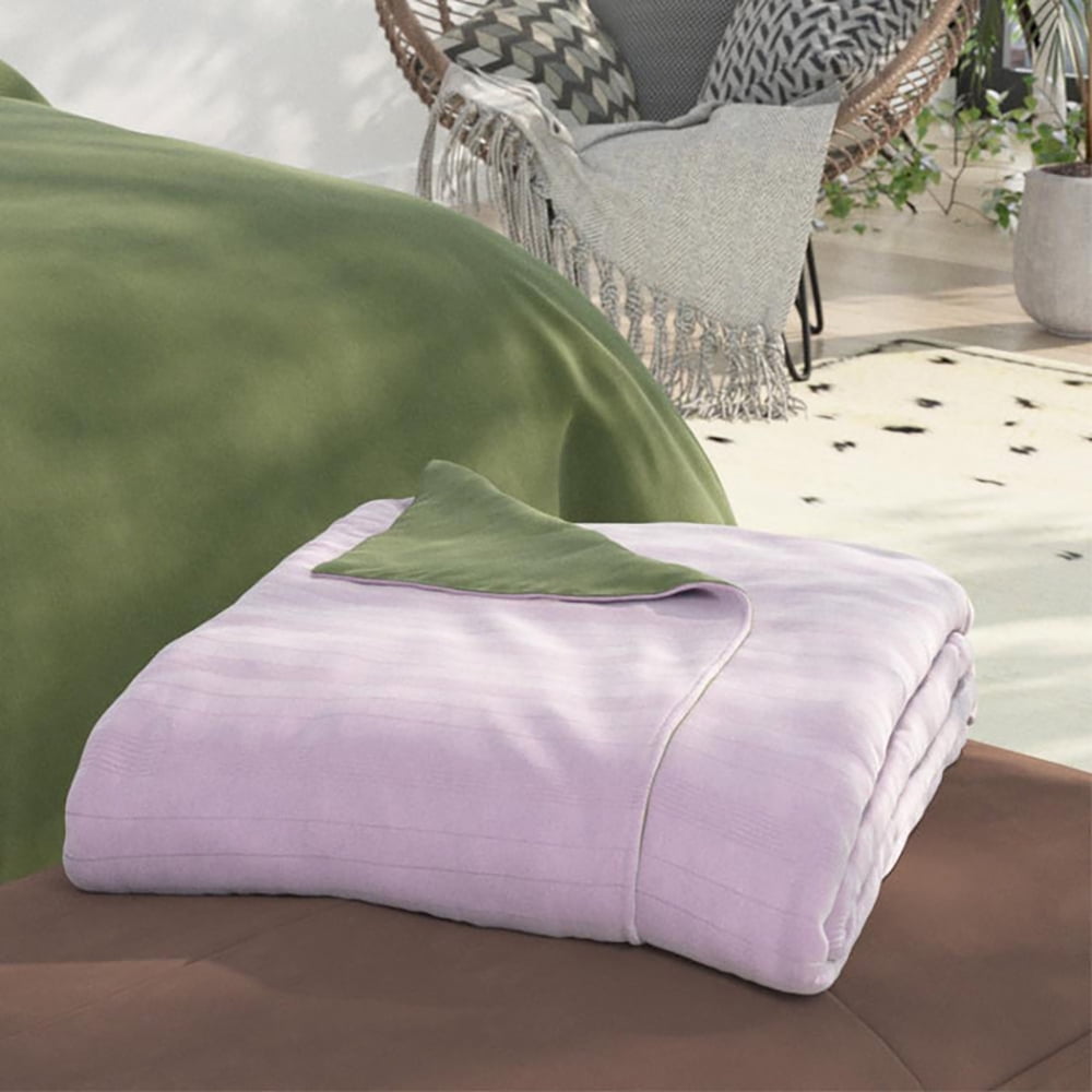 PureCare Dual Sided Reversible Cooling King Size Duvet Cover with Cool Frio/Tencel ™ Lyocell Fabric and Bamboo Rayon Touch - 110" x 98" - Lilac/Moss