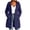 Navy, variant on Women's Long Puffer Coat Hooded Zip Up Snap Button Lightweight Quilted Padded Jacket Mid-Length Outerwear with Pockets for Work Daily Wear Fall Winter