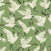 Tempaper x Novogratz Family of Cranes Green Peel and Stick Wallpaper, 20.5" x 16.5'