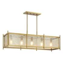 Warm Brass Five Light Linear Chandelier from the Jacobs Collection
