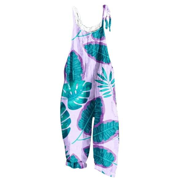 Women Ladies Printed Summer Sleeveless Backless Loose Long Playsuits Rompers Jumpsuit
