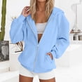 thumbnail image 6 of LIIPEE Womens Zip Up Hoodie Long Sleeve Solid Color Hooded Sweatshirt With Pockets Ladies Comfortable Breathable Everyday Sweatshirts,XXXL, 6 of 7