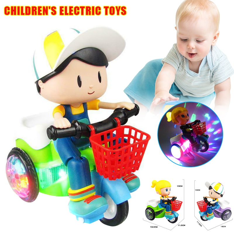 Children Stunt Electric Tricycle Toy Music Light Auto Turning For Children Gift 