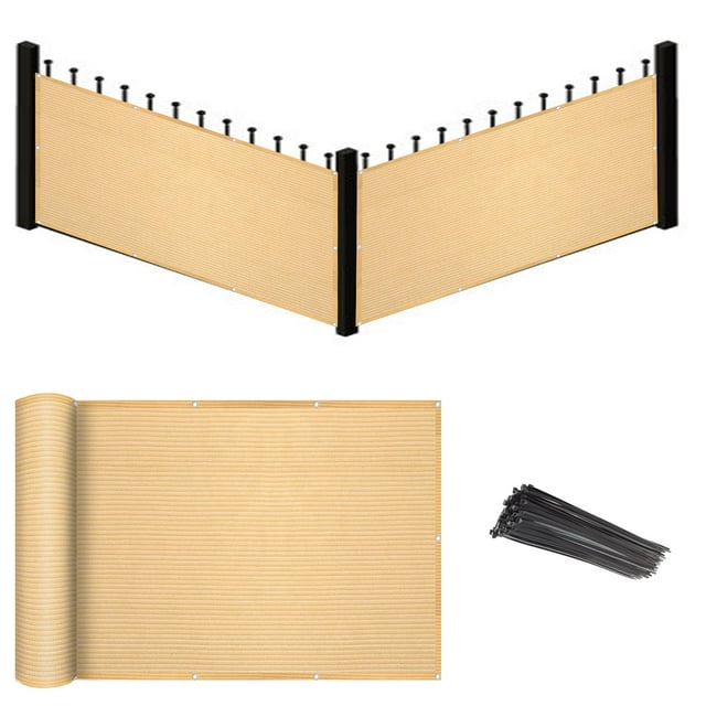 Eden's Decor Écran d'Intimité pour Balcon, Couverture en Maille Coupe-Vent, Résistant aux Intempéries, Protection UV pour Cour Arrière, Terrasse, Patio, Balcon, Piscine, Véranda, Clôture, Rambarde, Jardinage (Beige, 2 Pieds6 Pouces x 15 Pieds)
