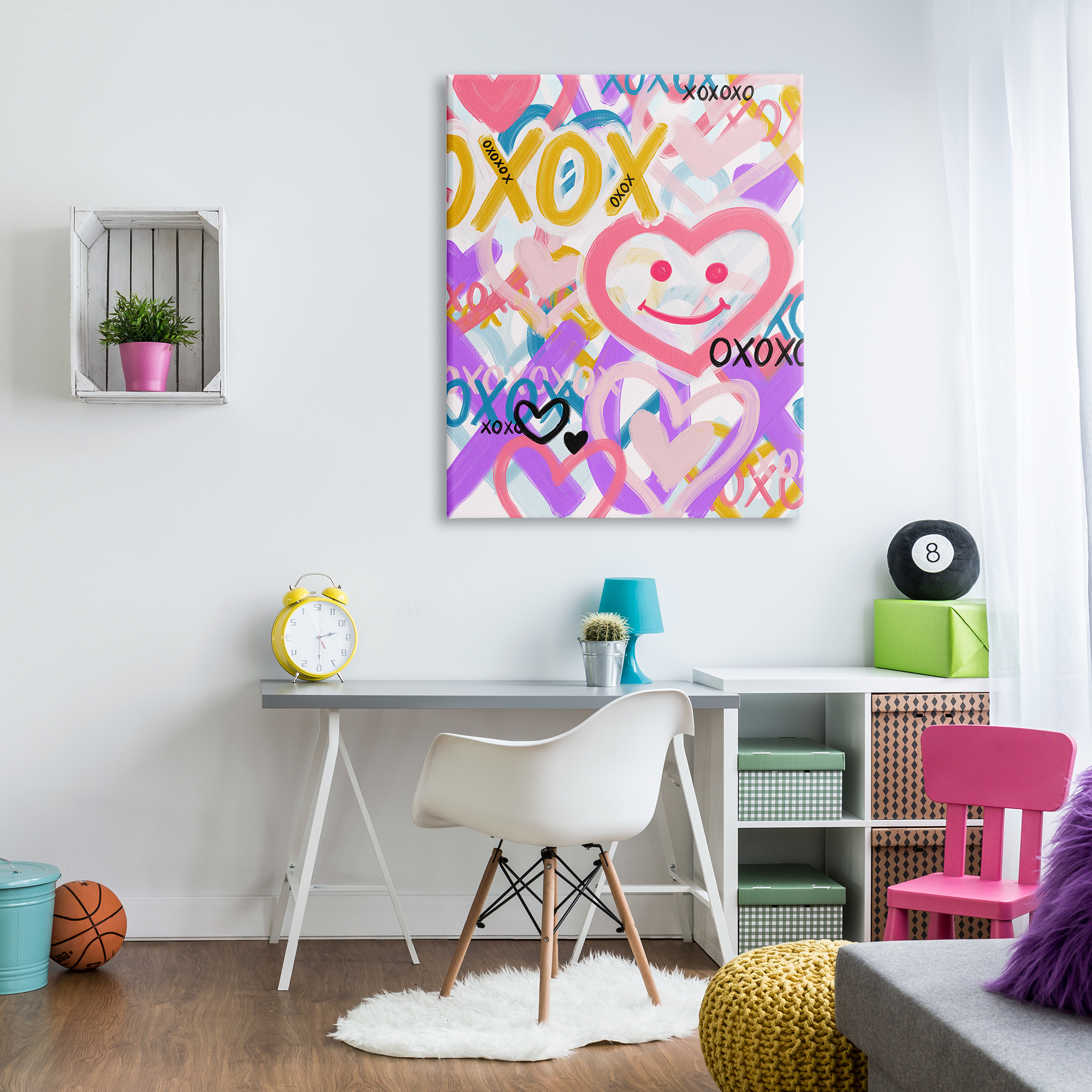Stupell Industries Xoxo Urban Heart Shapes Abstract Painting Gallery Wrapped Canvas Art Print Wall Art, 36 x 48