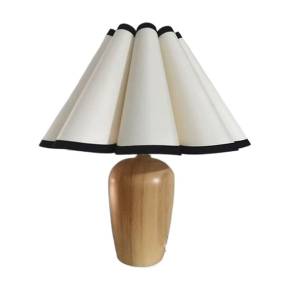 Vintage French Pleated Rustic Style Table Lamp Living Room Bedroom Bedside Lamp Fabric Lampshade LED