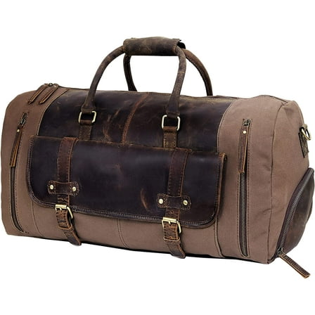 24" Genuine Leather Duffel | Travel Overnight Weekend Leather Bag | Sports Gym Duffel for Men Travel Duffel