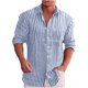 thumbnail image 1 of Camisas de Otoño Para Hombres Camisa de Manga Larga Con Cuello En V Algodón Y Lino Camisa Holgada Informal Con Cuello Alto Para Jóvenes Odeerbi ODB-4, 1 of 8