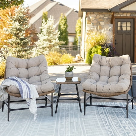 Manor Park Outdoor Patio Papasan Chair Set with End Table