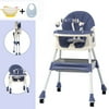 EONROACOO Baby Highchair with 5-point Snap Button, High Chair for Babies with Double-Layer Tray and Toys, Blue