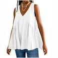 thumbnail image 2 of AherBiu Oversized Tank Tops for Women V Neck Ruffle Loose Boho Vacation Sleeveless Long Shirts Blouse, 2 of 6