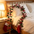 thumbnail image 5 of Aurorax Christmas Wreaths for Front Door,Christmas Garland Rustic 5.9ft Berries Garland for Fireplace Wall Porch, 5 of 6