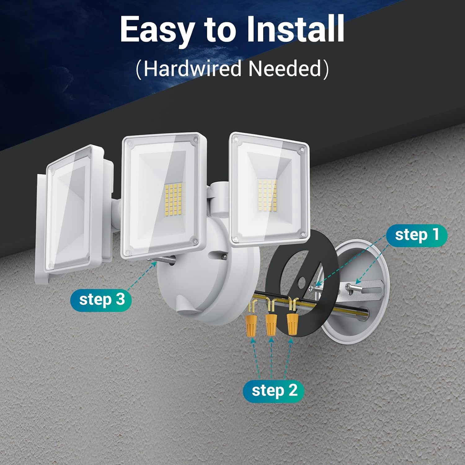 USTELLAR 100W Motion Sensor Light Outdoor with IR Remote Control, 10000LM Super Bright LED Flood Light Outdoor Security Light, 5000K White Motion Sensor Light For Yard Eave 1 Pack