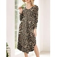 thumbnail image 5 of Oudiya Womens V Neck Nightgown House Dresses Long Sleeve Nightshirts Sleepwear with Pockets, S-XXL, 5 of 6