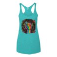 thumbnail image 2 of Wild Bobby The Power of Unity Colorful Fist Puff Print Fashion Tri-Blend Racerback Tank Top, Tahiti Blue, Medium, 2 of 6