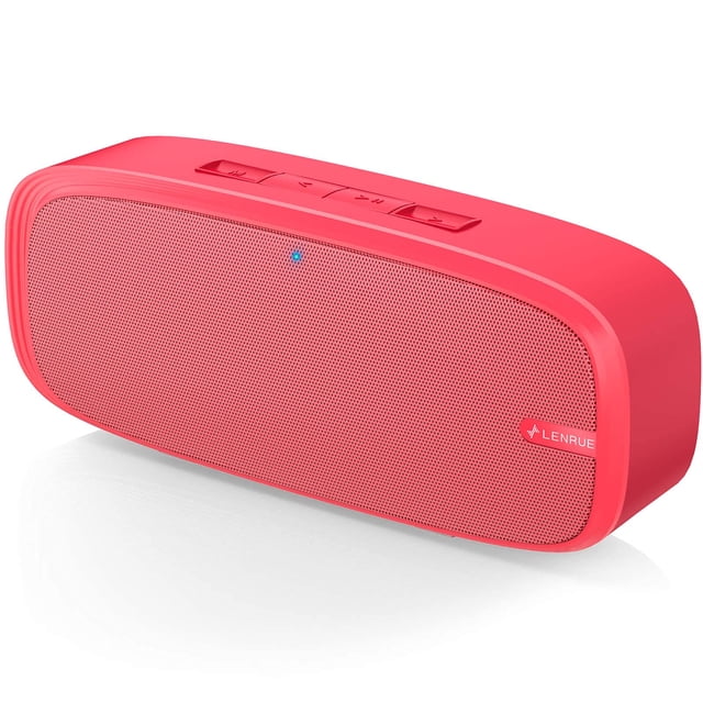 Altavoz Bluetooth LENRUE inalámbrico portátil con 12 horas de reproducción, color rojo