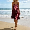 thumbnail image 5 of Posijego Women's Satin Nightgowns Sleeveless Nightdresses Camisole Dresses Ruffled Pajama Dresses Sleepwear Loungewear, 5 of 9