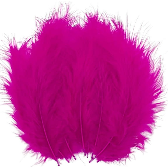 AllWays Plaza 100pcs Rose Pink Fuchsia Feathers Fluffy Turkey Marabou Feathers 4-6 Inches for Crafts Dream Catcher Fringe Trim Colored Feathers Fly Tying Material