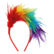 Unique Bargains 1 Pc Headband Colorful Feathers Hair Accessories for Women Red Brown