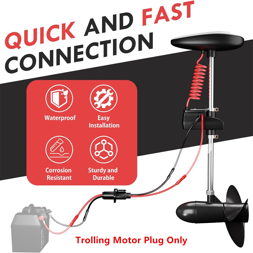 Furulu 2 Wire Trolling Motor Plug Trolling Motor Socket For Marine Boats Kayaks 12V 24V