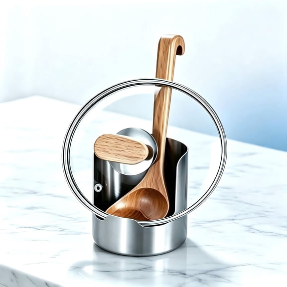 Kitchen Utensil Holder - Stainless Steel Utensil Organizer, Countertop Storage Rack for Pot Lids, Spatulas, Cutlery, Cutting Boards, Wide Base Cooking Tool Caddy-Silver