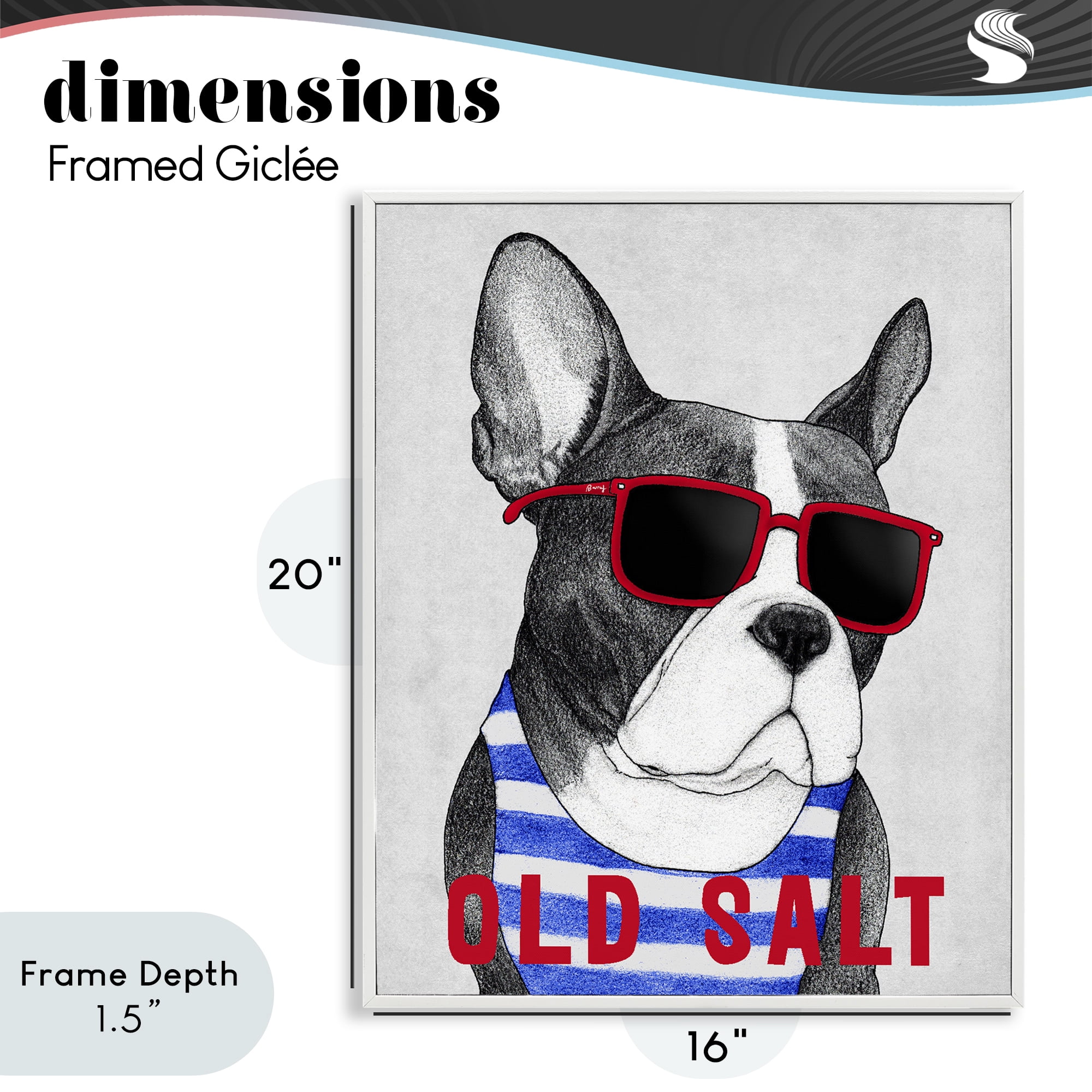 Stupell Industries Old Salt Summer Frenchie White Framed Giclee Art, design by Barruff