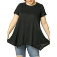 thumbnail image 6 of DARING DIVA Women's Plus Crew Neck Flowy Swing Loose Tunic Tops 4X Black, 6 of 8