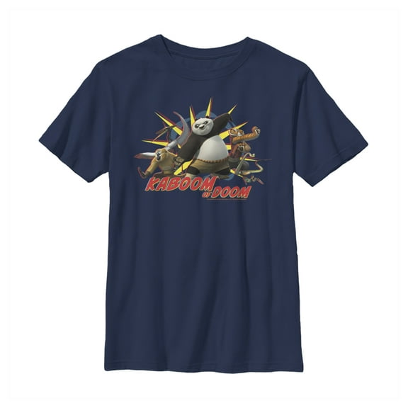 Boy's Kung Fu Panda Kaboom of Doom  Graphic Tee Navy Blue Small