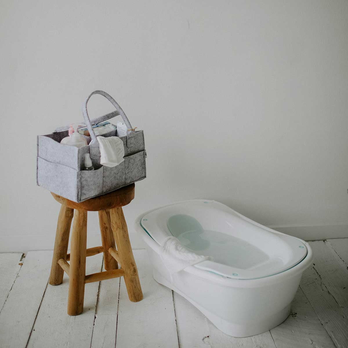 Parker Baby Co. Felt Diaper Caddy - Regular Nursery Organizer with Removable Dividers - Gray