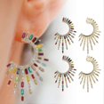 thumbnail image 4 of 2Pair Simple Irregular Geometric Semi?circular C?shaped Full Decoration Fashion Earrings, 4 of 5