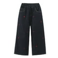 thumbnail image 4 of JTieacloth Girls Denim Pants Stylish Girls Wide Leg Jeans With Heart Embroidery Korean Style Casual Trousers For Teen Students Comfortable Loose Fit Denim Pants Youth Fashion,Sizes 5-6 Years, 4 of 7